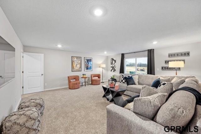 living room with carpet floors