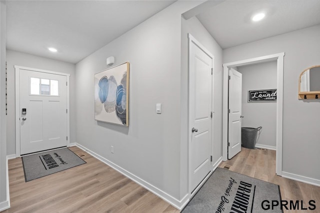 foyer entrance featuring light hardwood / wood-style floors