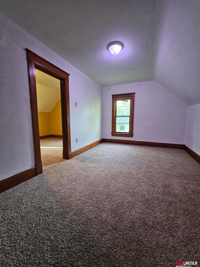 additional living space with carpet and vaulted ceiling