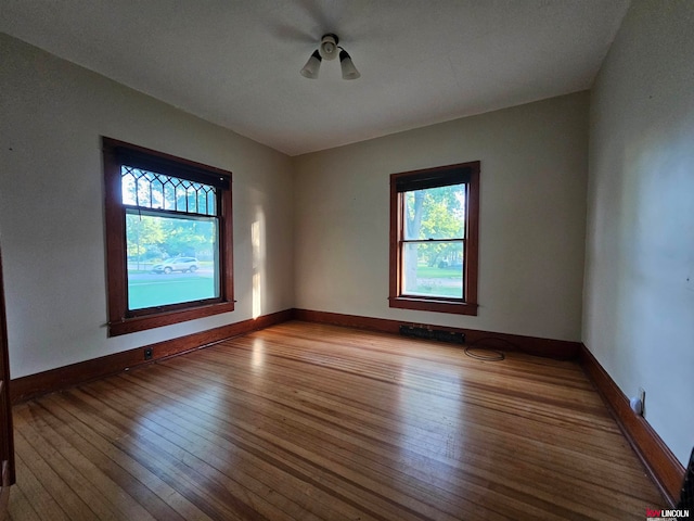 spare room featuring wood-type flooring