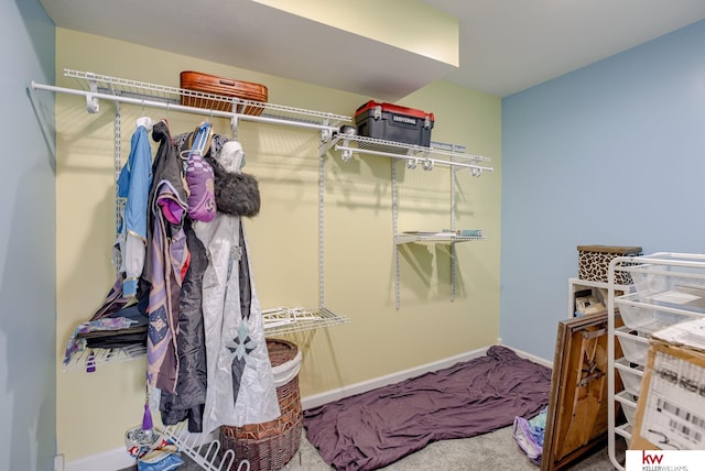 spacious closet with carpet floors