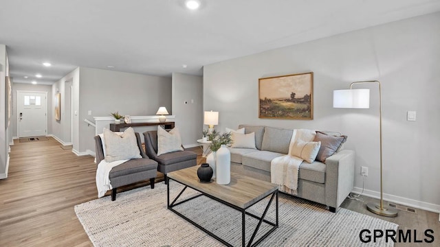 living room featuring light hardwood / wood-style floors