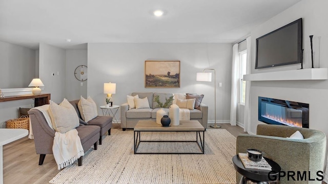 living room with light hardwood / wood-style floors