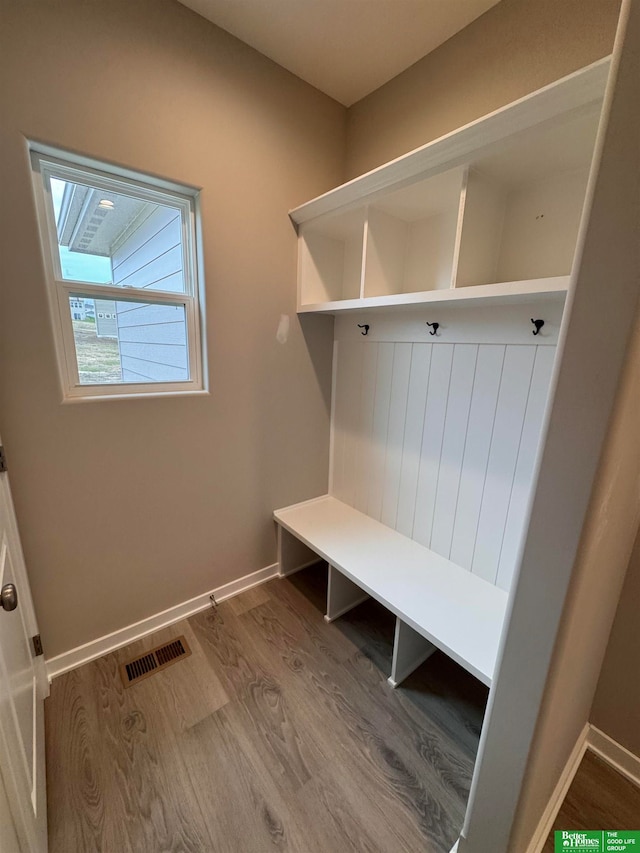 mudroom featuring wood-type flooring