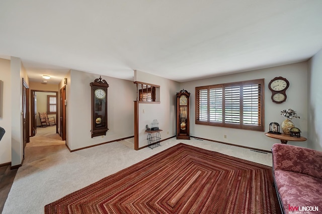 living room with carpet