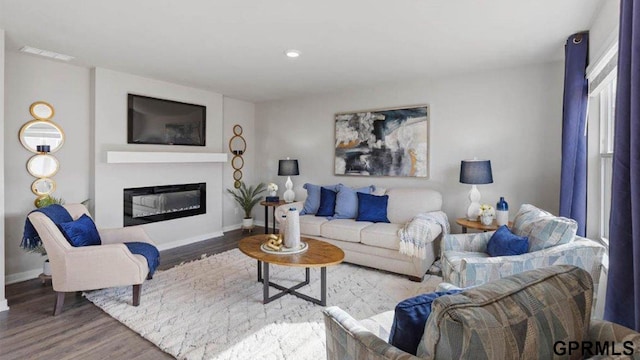 living room with hardwood / wood-style floors