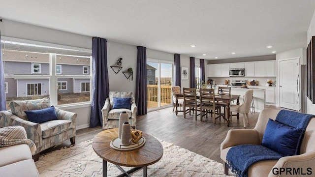 living room with hardwood / wood-style flooring