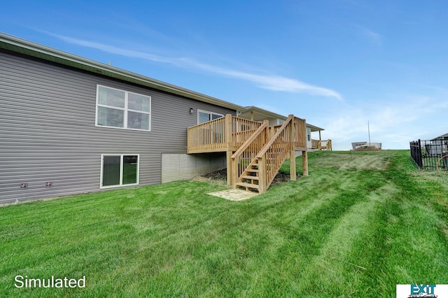 view of yard with a deck