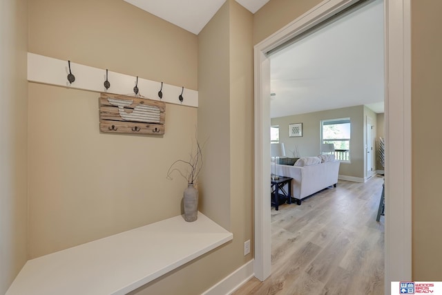 mudroom with light wood-type flooring