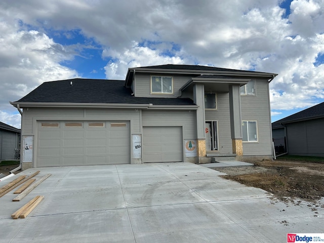 view of front of house with a garage