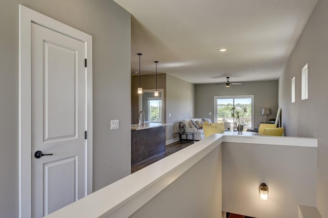 hall with a sink