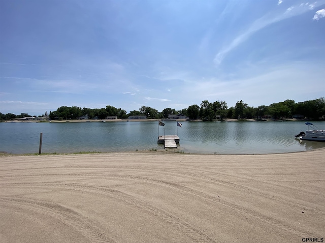 property view of water with a boat dock