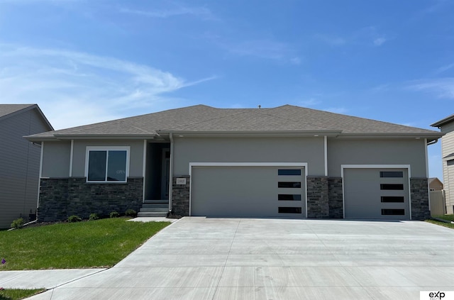 prairie-style house with a garage