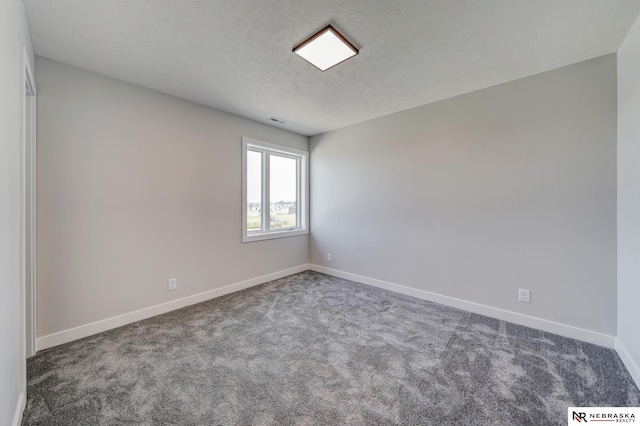 spare room with carpet and a textured ceiling