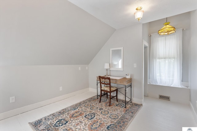 office with vaulted ceiling