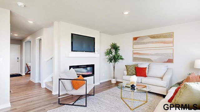 living room with hardwood / wood-style floors