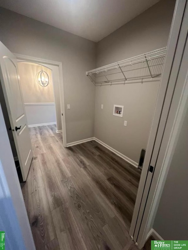 laundry area with washer hookup and hardwood / wood-style flooring