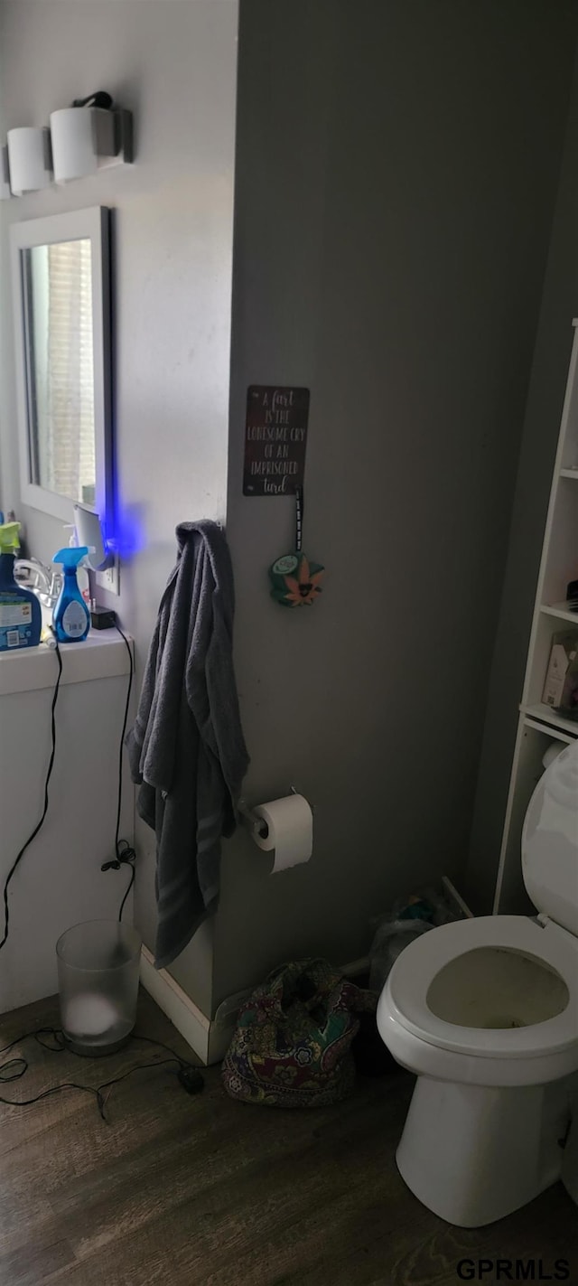 bathroom featuring toilet and hardwood / wood-style floors