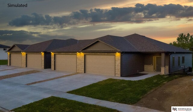 ranch-style home featuring a front lawn and central air condition unit