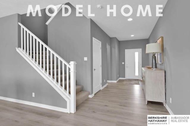 foyer entrance featuring light hardwood / wood-style floors