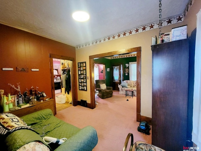 interior space featuring a textured ceiling and a closet