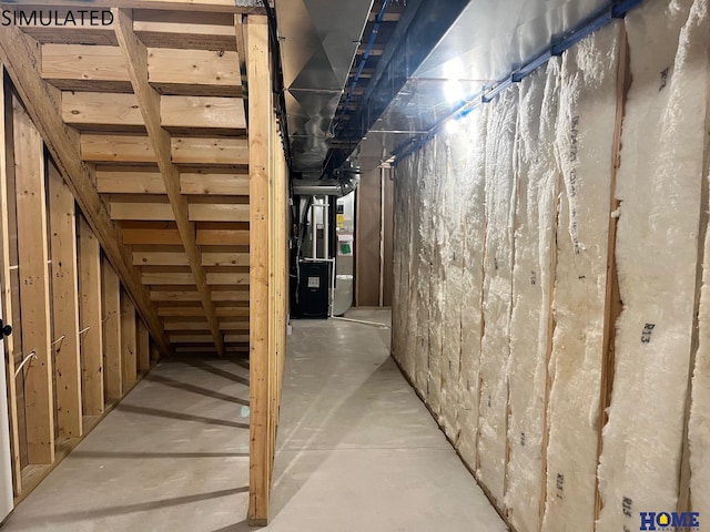 basement with heating unit