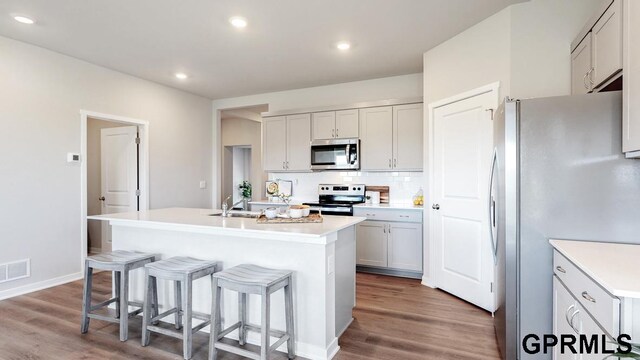 dining area with light hardwood / wood-style flooring