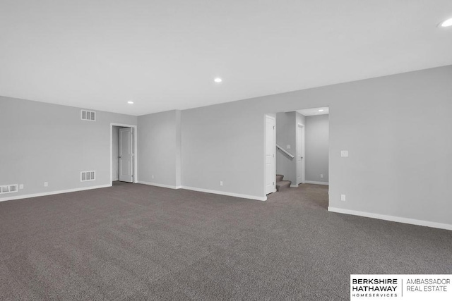 10210 S 110th Ave, Papillion, NE 68046 - empty room featuring recessed lighting, stairway, and carpet