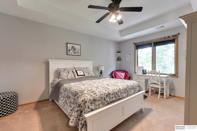 bedroom with carpet flooring and ceiling fan