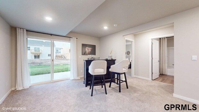 view of carpeted dining room