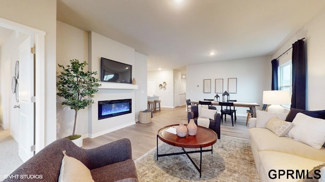 living room featuring light wood-type flooring