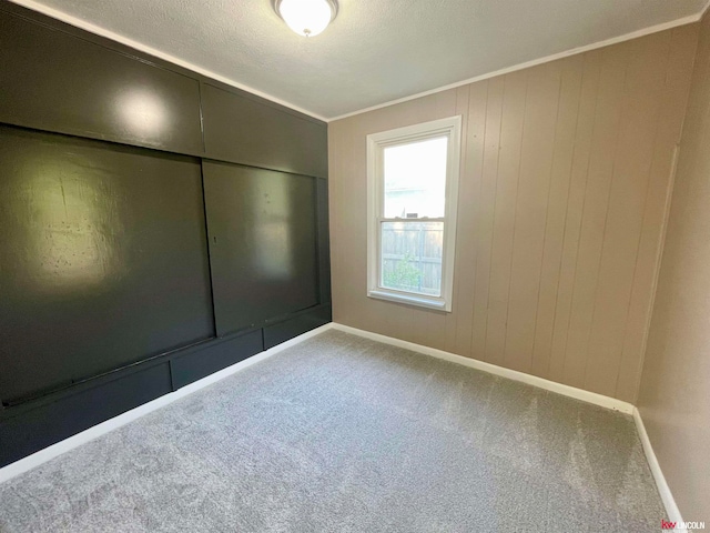 carpeted spare room featuring a textured ceiling