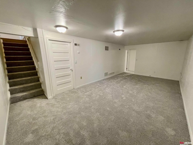 basement featuring carpet floors