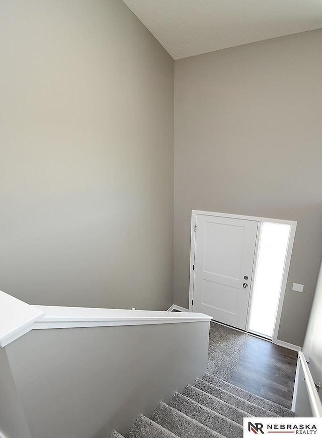 staircase featuring wood finished floors