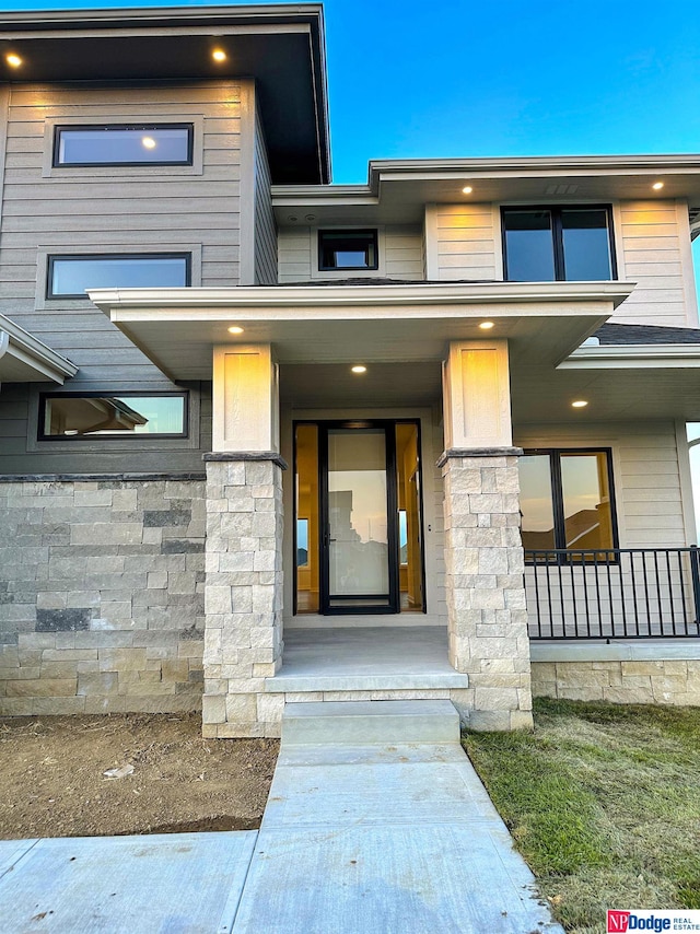 exterior space with covered porch