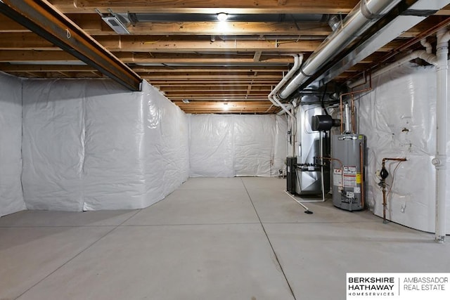 basement with water heater