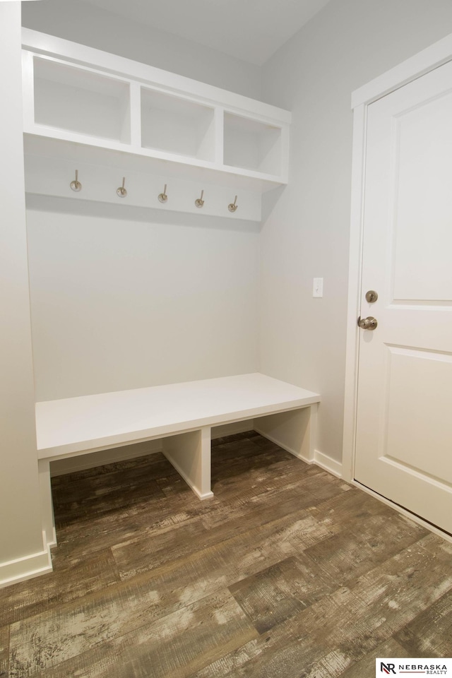 mudroom with dark wood-type flooring