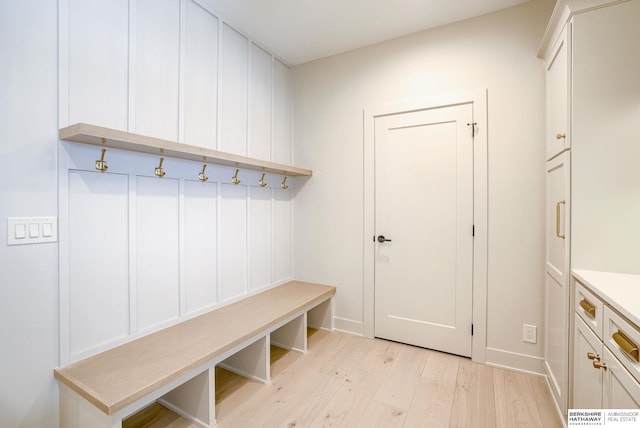 mudroom featuring light wood-type flooring