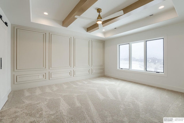unfurnished bedroom with recessed lighting, visible vents, and carpet floors