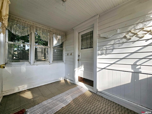 view of unfurnished sunroom