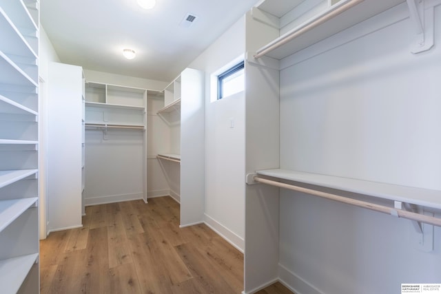 spacious closet with light wood-type flooring