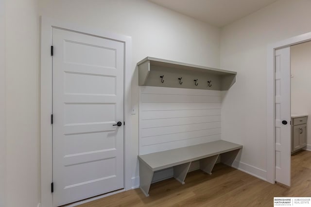 mudroom featuring light hardwood / wood-style floors