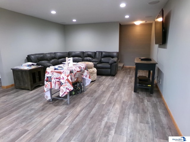 living room with hardwood / wood-style floors