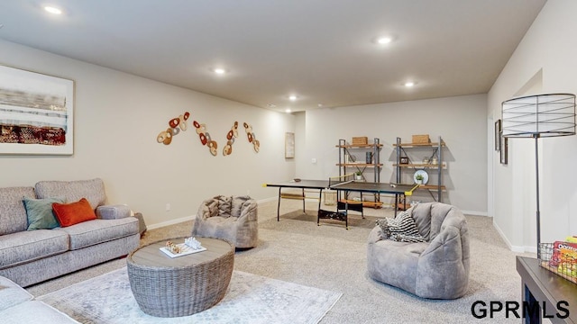 living room featuring carpet floors