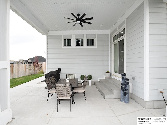 view of patio / terrace featuring ceiling fan