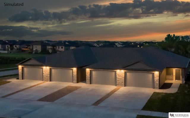 view of front facade featuring a garage