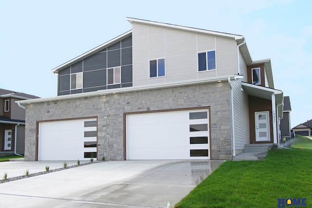 contemporary house featuring a garage