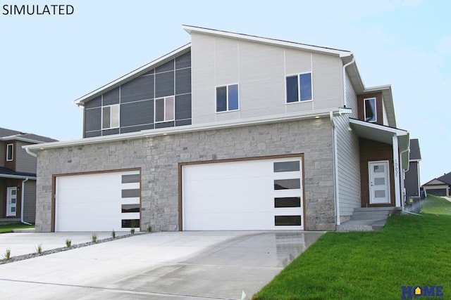 modern home featuring a garage