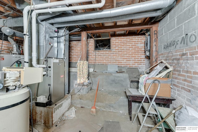 basement with water heater