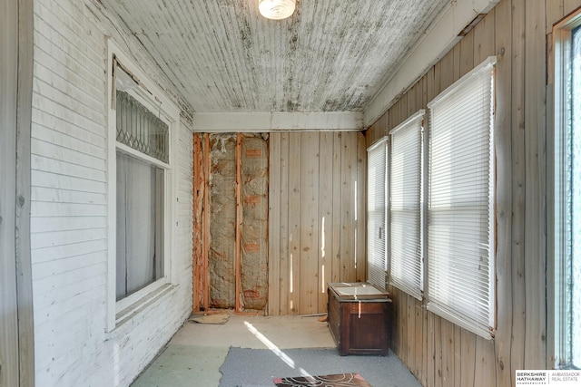 interior space with wood walls